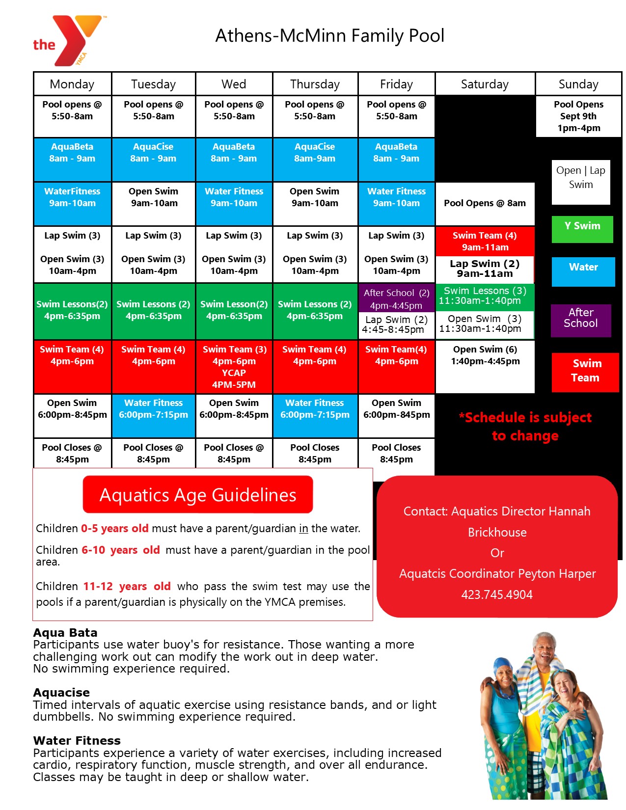 family ymca pool schedule